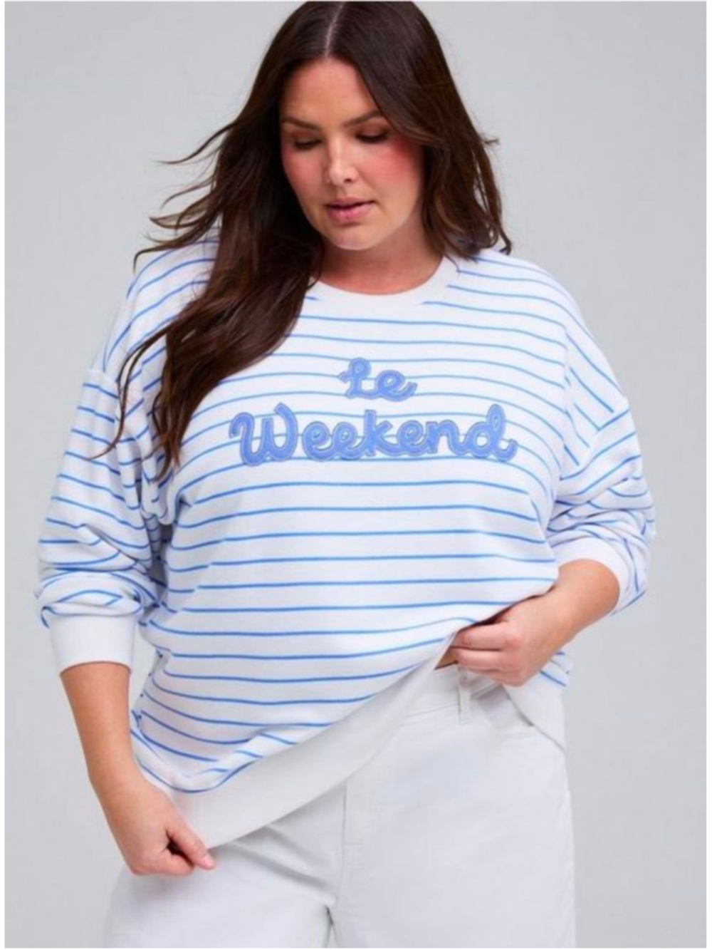 Le Weekend Bell Aisle French Terry Pullover